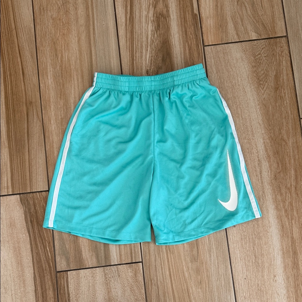 Nike Kids Aqua Shorts with White Swoosh
